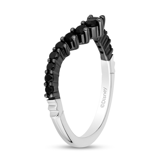 Enchanted Disney 1/2 CT. T.w. Black Diamond Crown Contour Anniversary Band in 14K White Gold and Black Rhodium