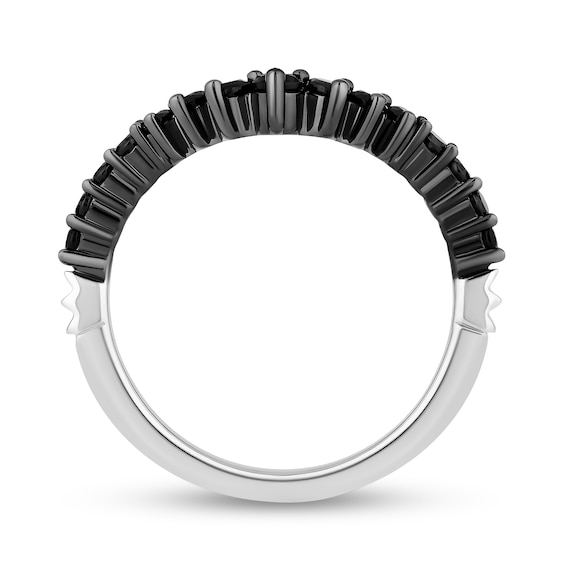 Enchanted Disney 1/2 CT. T.w. Black Diamond Crown Contour Anniversary Band in 14K White Gold and Black Rhodium