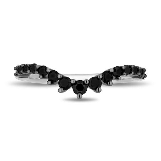 Enchanted Disney 1/2 CT. T.w. Black Diamond Crown Contour Anniversary Band in 14K White Gold and Black Rhodium