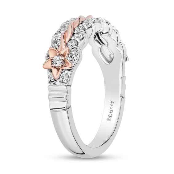 Enchanted Disney Rapunzel 1/2 CT. T.w. Diamond Braided Scallop Wedding Band in 14K Two-Tone Gold