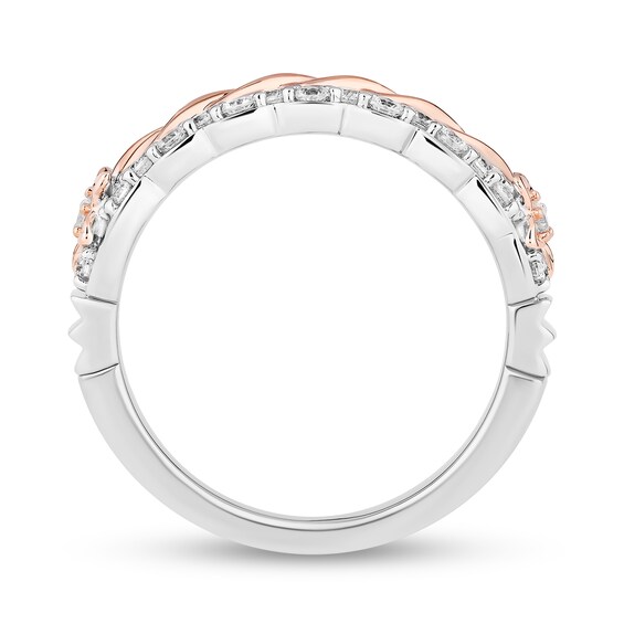 Enchanted Disney Rapunzel 1/2 CT. T.w. Diamond Braided Scallop Wedding Band in 14K Two-Tone Gold