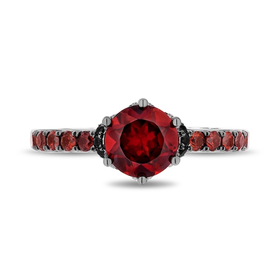 Enchanted Disney Villains Evil Queen Garnet and 1/10 CT. T.w. Black Diamond Engagement Ring in 14K Two-Tone Gold