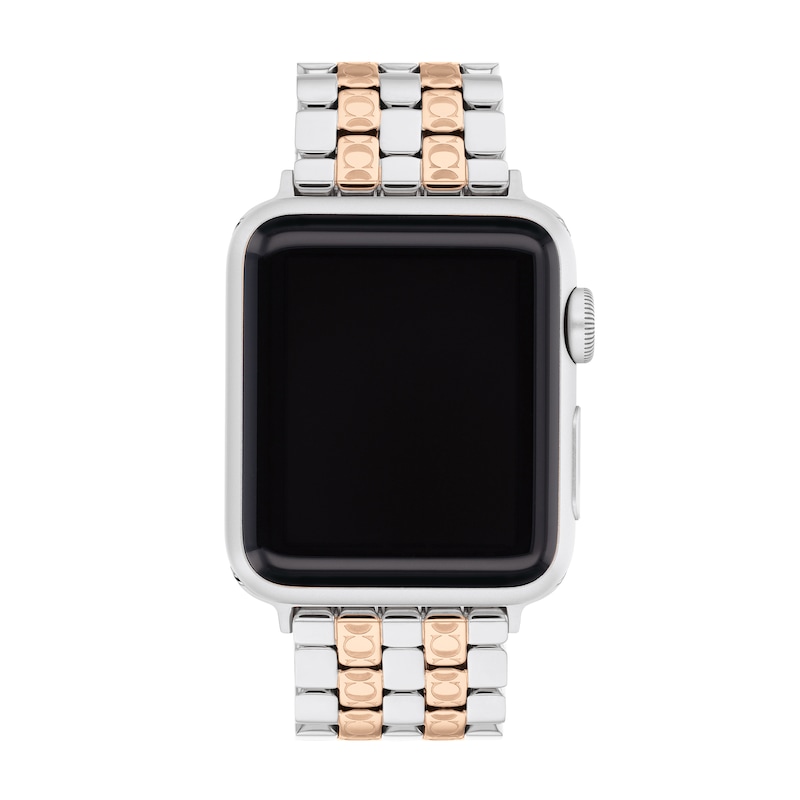 Ladies' Coach Apple Watch Straps Two-Tone Interchangeable Replacement Band Smart Watch Attachment (Model: 14700244)