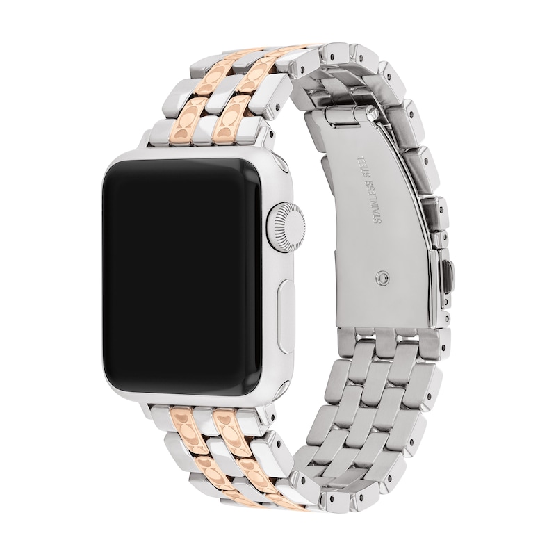 Ladies' Coach Apple Watch Straps Two-Tone Interchangeable Replacement Band Smart Watch Attachment (Model: 14700244)