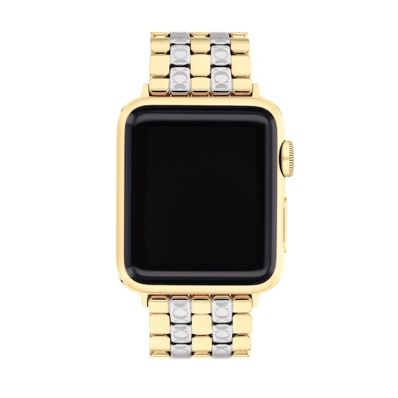 Ladies' Coach Apple Watch Straps Two-Tone Interchangeable Replacement Band Smart Watch Attachment (Model: 14700245)
