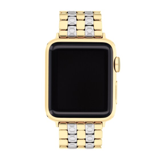 Ladies' Coach Apple Watch Straps Two-Tone Interchangeable Replacement Band Smart Watch Attachment (Model: 14700245)