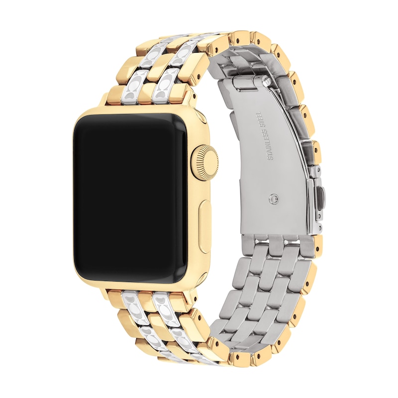 Ladies' Coach Apple Watch Straps Two-Tone Interchangeable Replacement Band Smart Watch Attachment (Model: 14700245)