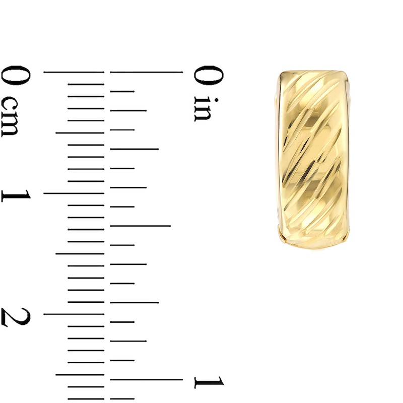 Main Image 2 of 16.28mm Diamond-Cut Huggie Hoop Earrings in 10K Gold