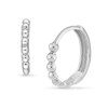 Thumbnail Image 1 of 14.0mm Beaded Huggie Hoop Earrings in 14K White Gold