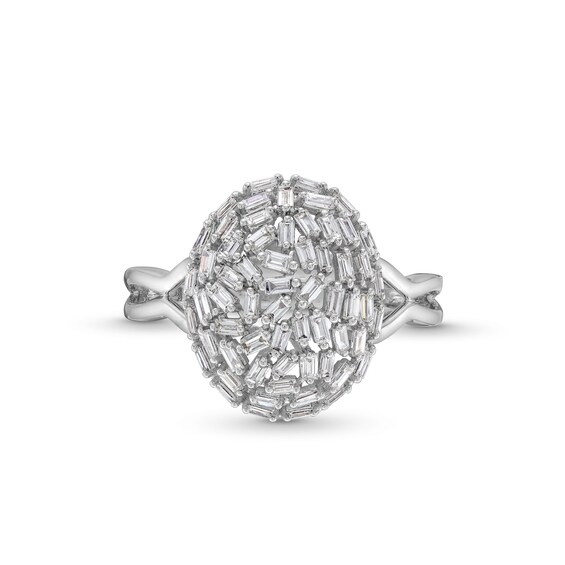 1/2 CT. T.w. Oval-Shaped Baguette Multi-Diamond Split Shank Ring in 10K White Gold