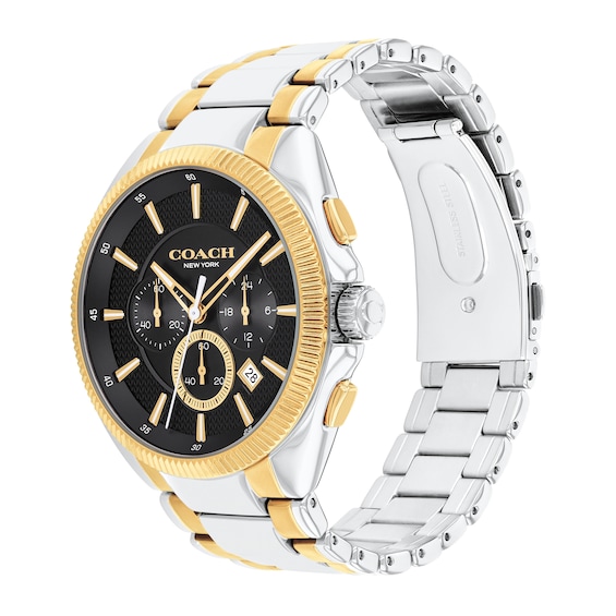 Men's Coach Jackson Two-Tone IP Chronograph Watch with Black Dial (Model: 14602682)