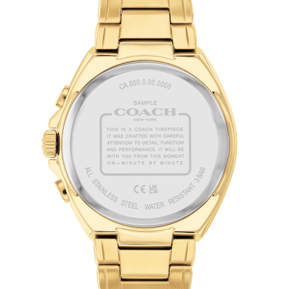 Men's Coach Jackson Gold-Tone IP Chronograph Watch with Black Dial (Model: 14602697)