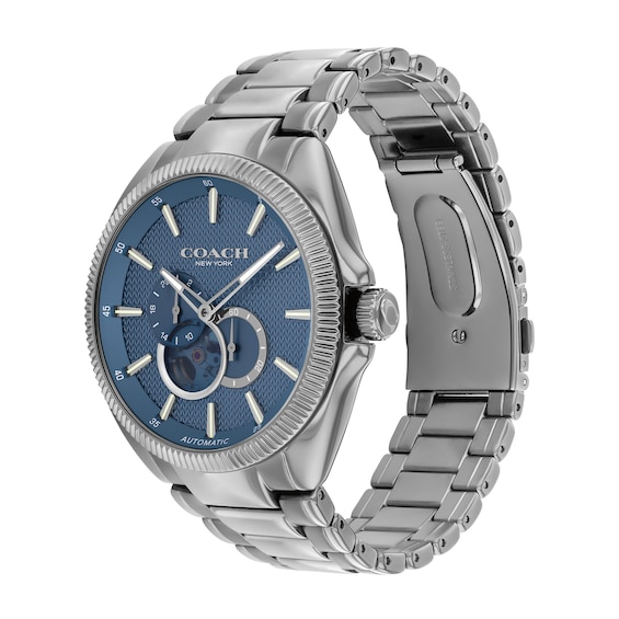 Men's Coach Jackson Grey IP Chronograph Watch with Blue Skeleton Dial (Model: 14602700)