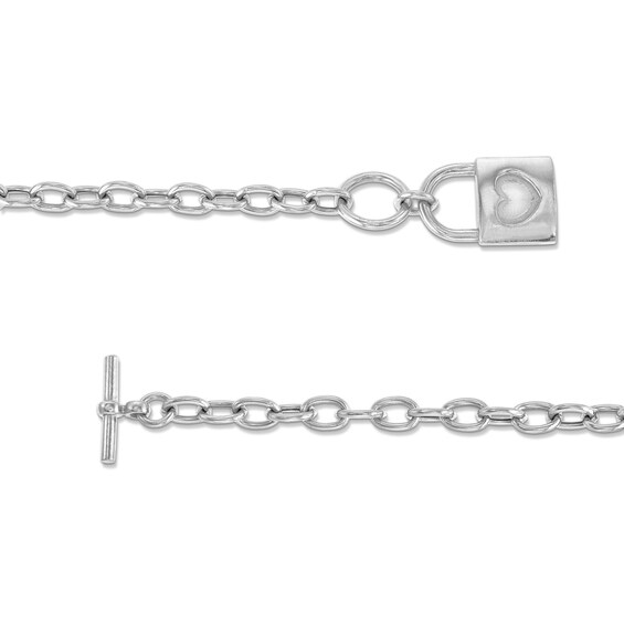 4.5mm Anchor Chain Toggle Necklace with Lock Charm in Hollow Sterling Silver - 17"