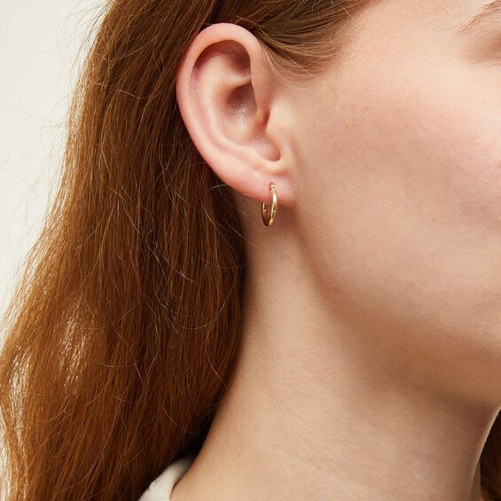 13.0mm Polished Hoop Earrings in Hollow 14K Gold