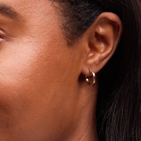15.0mm Square Tube Hoop Earrings in Hollow 14K Gold