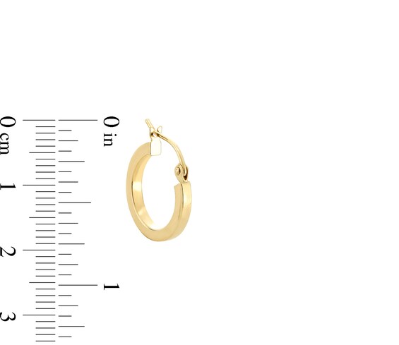 15.0mm Square Tube Hoop Earrings in Hollow 14K Gold