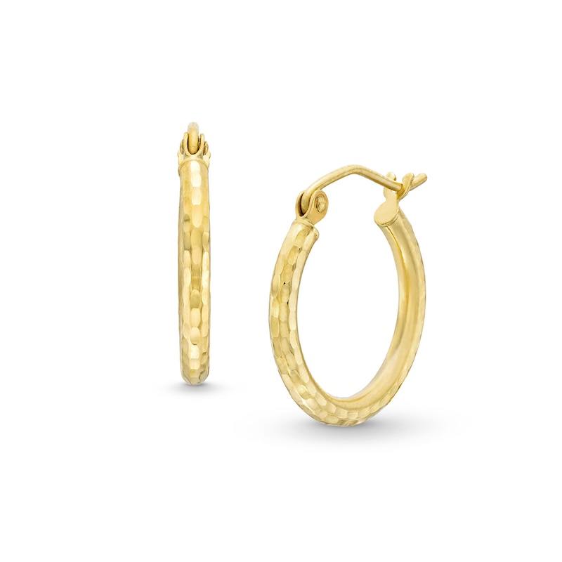 Main Image 1 of 17.0mm Diamond-Cut Hoop Earrings in Hollow 14K Gold