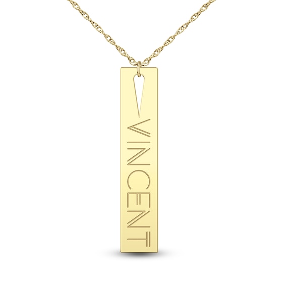 Engravable Vertical Bar Pendant (1 Line) - 22"