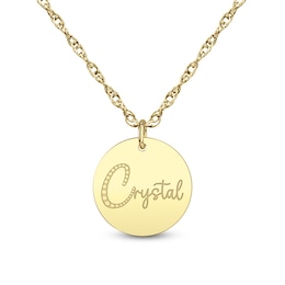 12.0mm Engravable Script Name Disc Pendant (1 Line)