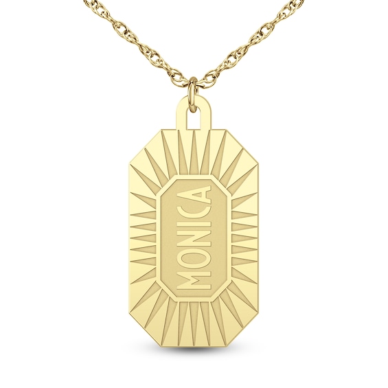 Engravable Sunburst Octagon Pendant (1 Line)