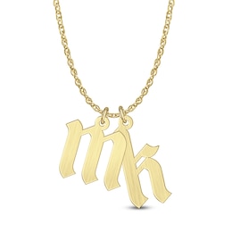 Brushed Lowercase Gothic-Style Initial Two Piece Charm Pendant (2 Initials)