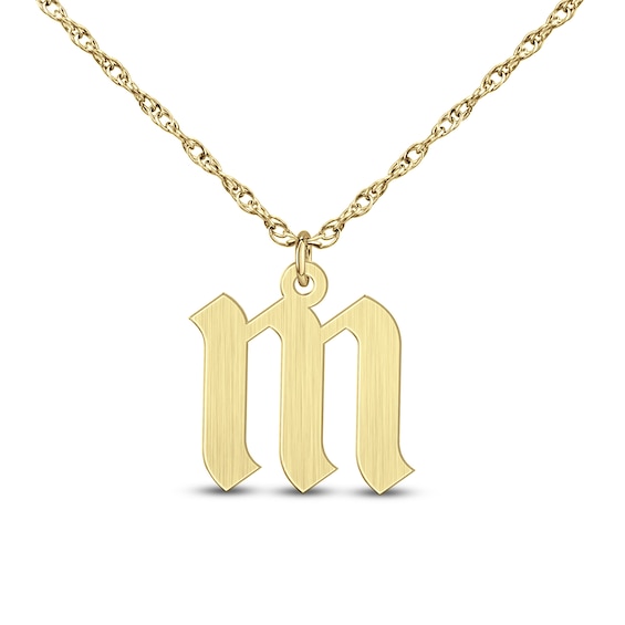 Brushed Lowercase Gothic-Style Initial Pendant (1 Initial)