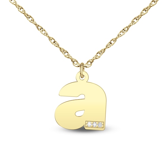 Diamond Accent Lowercase Block Initial Pendant (1 Initial)
