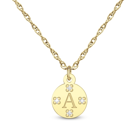 8.0mm Diamond Accent Engravable Initial Disc Pendant (1 Initial)