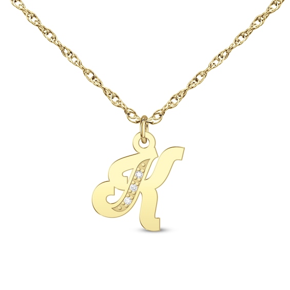 10.5mm Diamond Accent Initial Pendant (1 Initial)