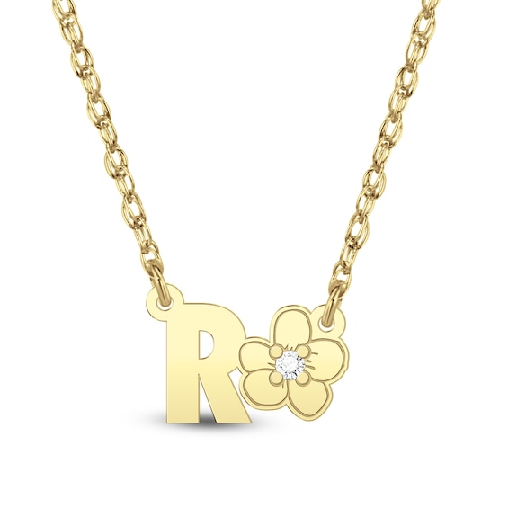 Birthstone Initial Flower Necklace (1 Stone and Initial)