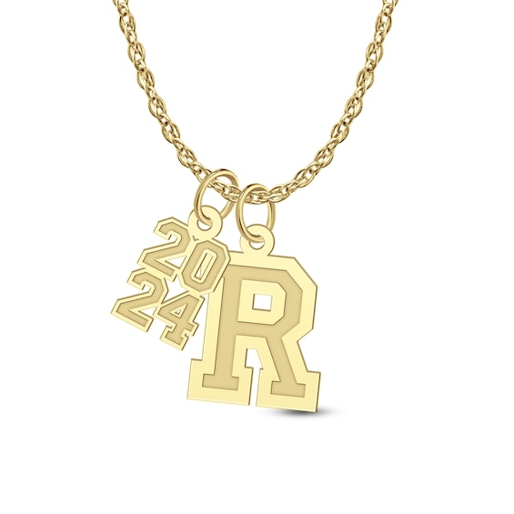 Graduation Year and Initial Two Piece Charm Pendant (1 Year and Initial)