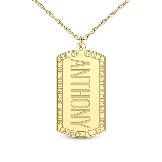 Engravable Graduation Dog Tag Pendant (2 Lines) - 22"