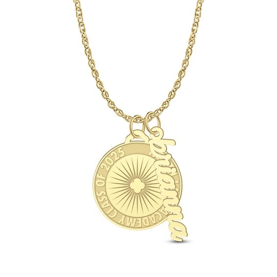 Engravable Graduation and Script Name Two Piece Charm Pendant (2 Lines)
