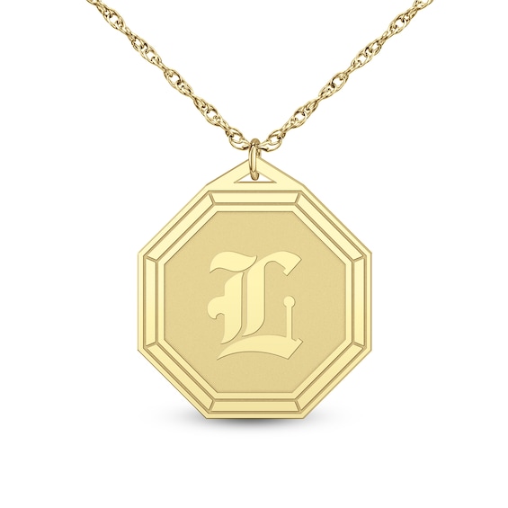 20.0mm Engravable Initial Octagon Pendant (1 Initial) - 22"