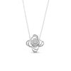 Thumbnail Image 1 of 1/3 CT. T.W. Clover-Shaped Multi-Diamond Double Swirl Frame Necklace in Sterling Silver