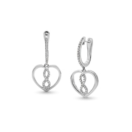 1/4 CT. T.W. Diamond Infinity Heart Drop Earrings in Sterling Silver