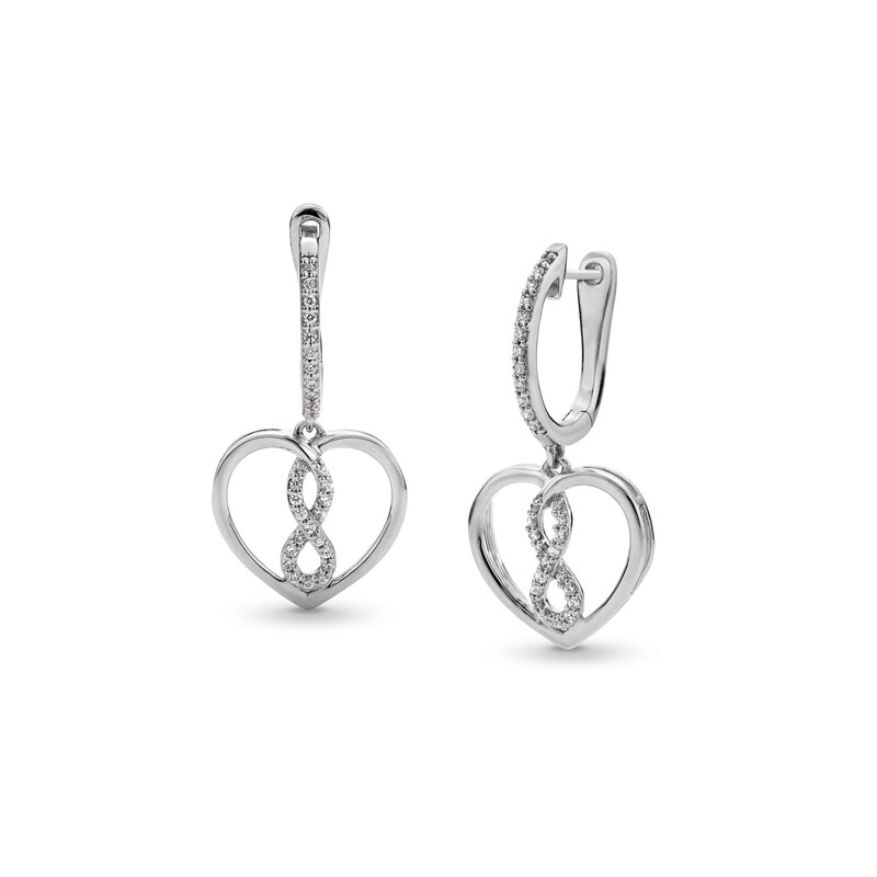 Main Image 1 of 1/4 CT. T.W. Diamond Infinity Heart Drop Earrings in Sterling Silver