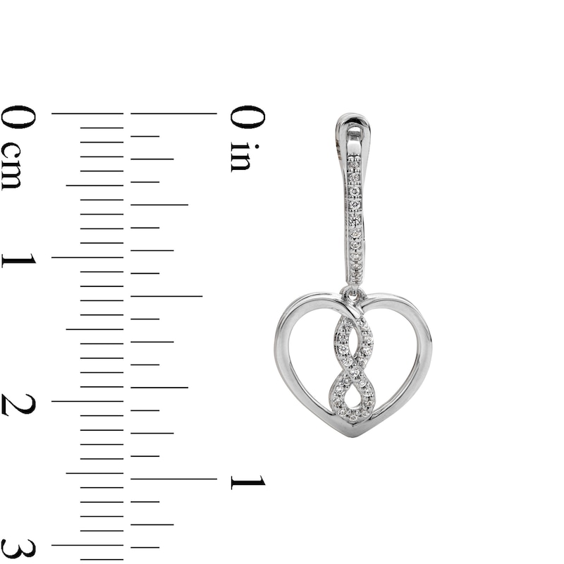 Main Image 3 of 1/4 CT. T.W. Diamond Infinity Heart Drop Earrings in Sterling Silver