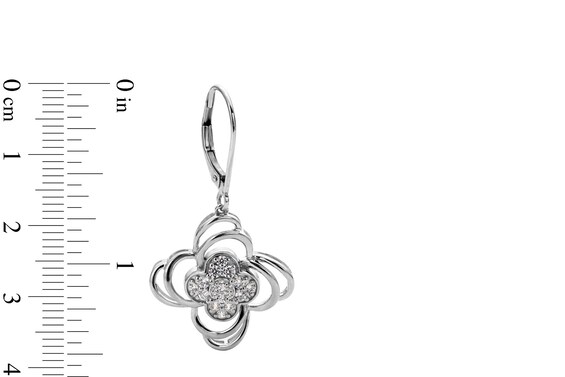 1/2 CT. T.w. Clover-Shaped Multi-Diamond Double Swirl Frame Drop Earrings in Sterling Silver