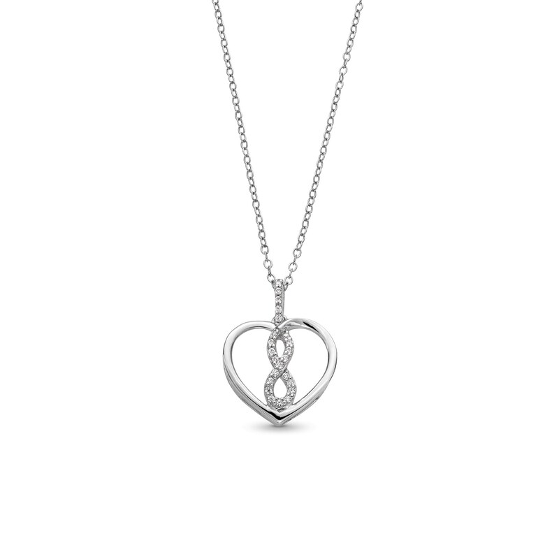 1/8 CT. T.W. Diamond Infinity Heart Pendant in Sterling Silver