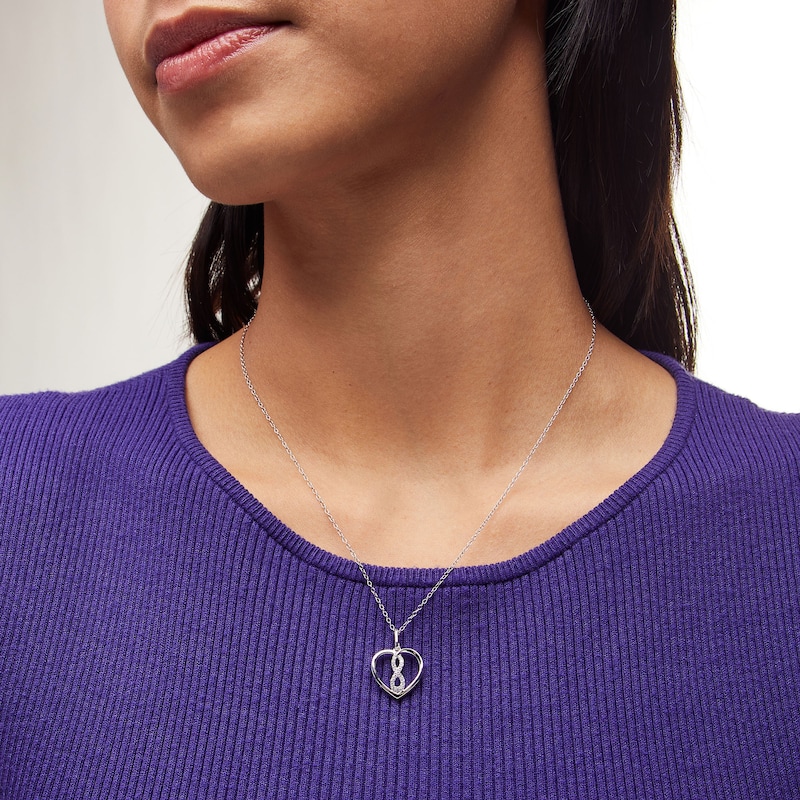 1/8 CT. T.W. Diamond Infinity Heart Pendant in Sterling Silver