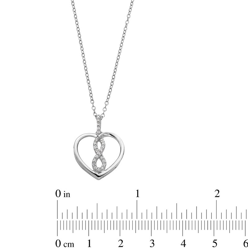 Main Image 4 of 1/8 CT. T.W. Diamond Infinity Heart Pendant in Sterling Silver