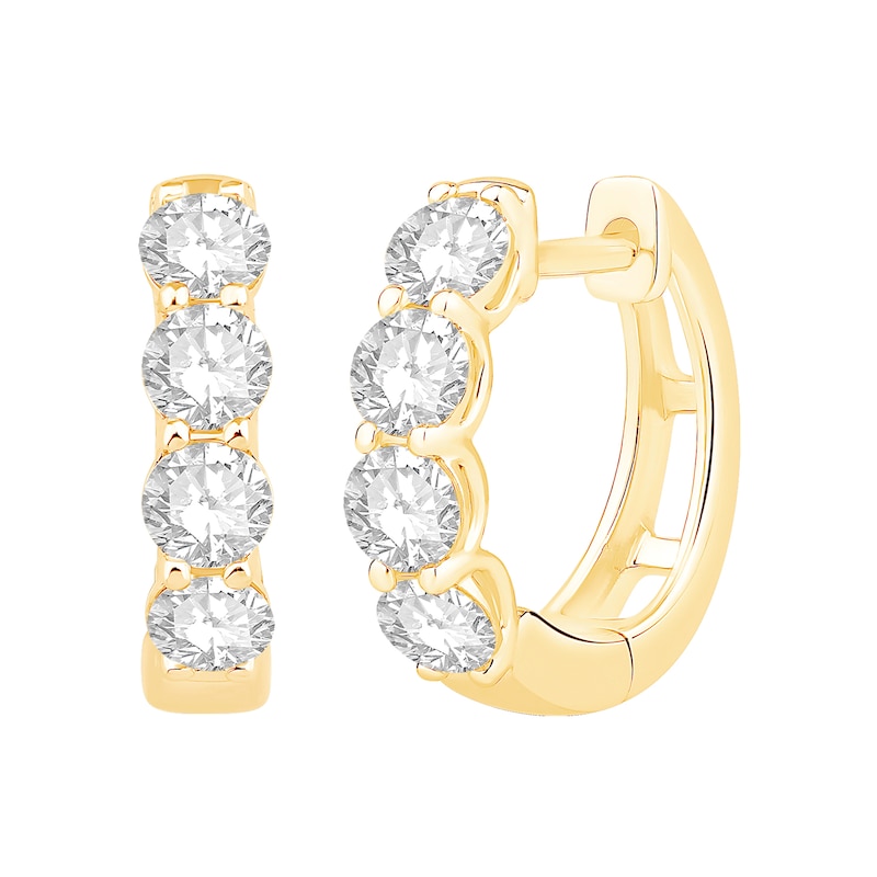 Main Image 1 of 1 CT. T.W. Certified Lab-Grown Diamond Four Stone Huggie Hoop Earrings in 10K Gold (F/SI2)