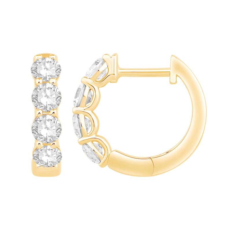 Main Image 2 of 1 CT. T.W. Certified Lab-Grown Diamond Four Stone Huggie Hoop Earrings in 10K Gold (F/SI2)