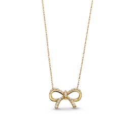 1/10 CT. T.W. Diamond Bow Necklace in 10K Gold