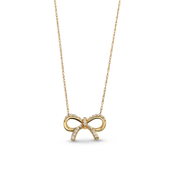 1/10 CT. T.w. Diamond Bow Necklace in 10K Gold