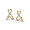 Thumbnail Image 1 of 1/3 CT. T.W. Diamond Crossover J-Hoop Earrings in 10K Gold