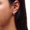 Thumbnail Image 2 of 1/3 CT. T.W. Diamond Crossover J-Hoop Earrings in 10K Gold