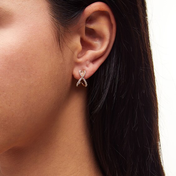 1/3 CT. T.w. Diamond Crossover J-Hoop Earrings in 10K Gold